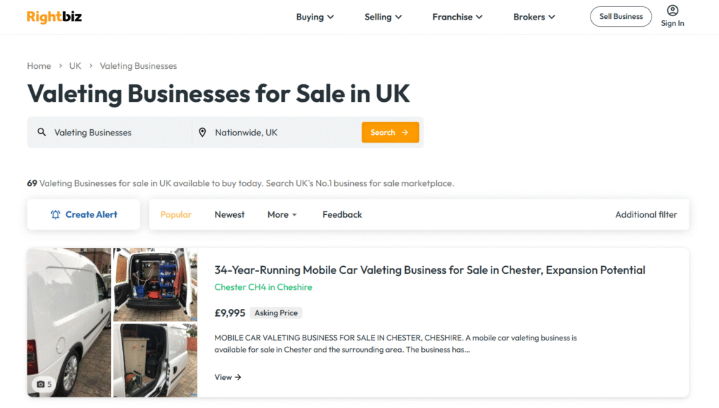 Rightbiz Mobile Valeting Businesses for Sale