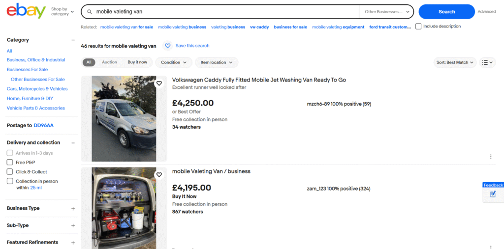 eBay Mobile Valeting Vans for Sale Image 1